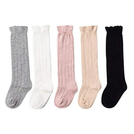 

OUSITAID Baby Girls Boys Uniform Knee High Socks Tube Ruffled Stockings Infants and Toddlers Gray/M