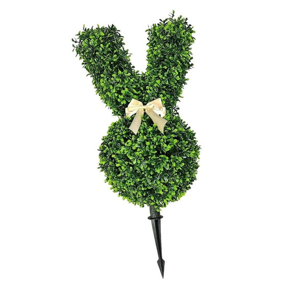 JZROCKER Large Green Rabbits Topiary Tree Pots Stake for Easter Porch and Garden Sculpture Decoration