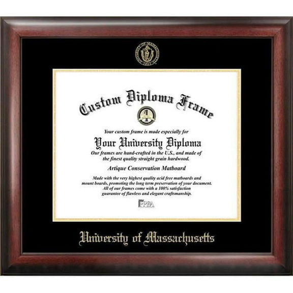 Campus Images MA990GED-1185 8.5 x 11 in. University of Massachusetts Gold Embossed Diploma Satin Mahogany Frame