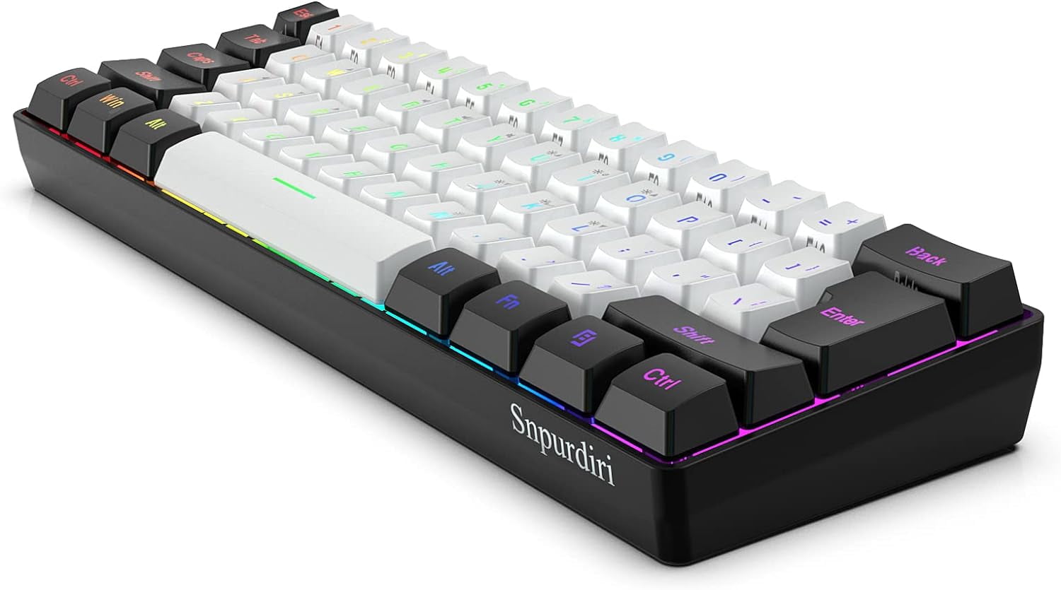 SnpurTech Compact USB-C Gaming Keyboard, Black&White