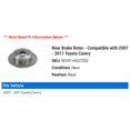 thumbnail image 2 of Rear Brake Rotor - Compatible with 2007 - 2011 Toyota Camry 2008 2009 2010, 2 of 2