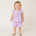 thumbnail image 4 of Girls' Short Sleeve Two Piece Summer Outfit Floral Playwear Set Play Clothing Bow Detail, 4 of 5
