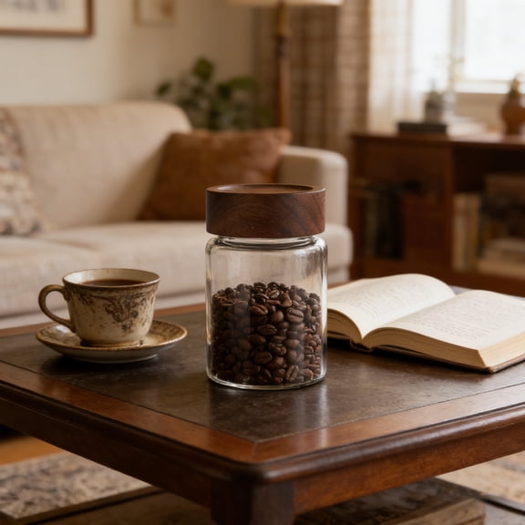 Emdiqzs Glass Storage Jar Food Container with Wooden Lid for Pantry - Clear