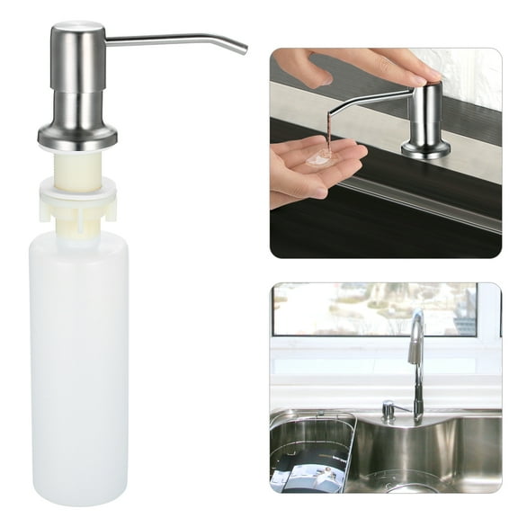 ikayaa Stainless Steel Kitchen Sink Soap Dispenser 300ml Soap Dispensers Hand Liquid Pump Bottle Easy Installation for Bathroom Sink