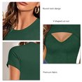thumbnail image 5 of Camisetas de manga corta recortadas para mujer, camisetas de manga corta ajustadas informales de Color puro a la moda de verano para mujer, 5 of 5