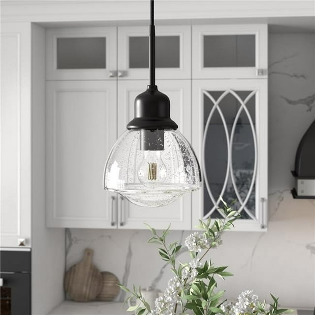 Henn & Hart PD0604 Brooks Blackened Bronze & Seeded Glass Pendant