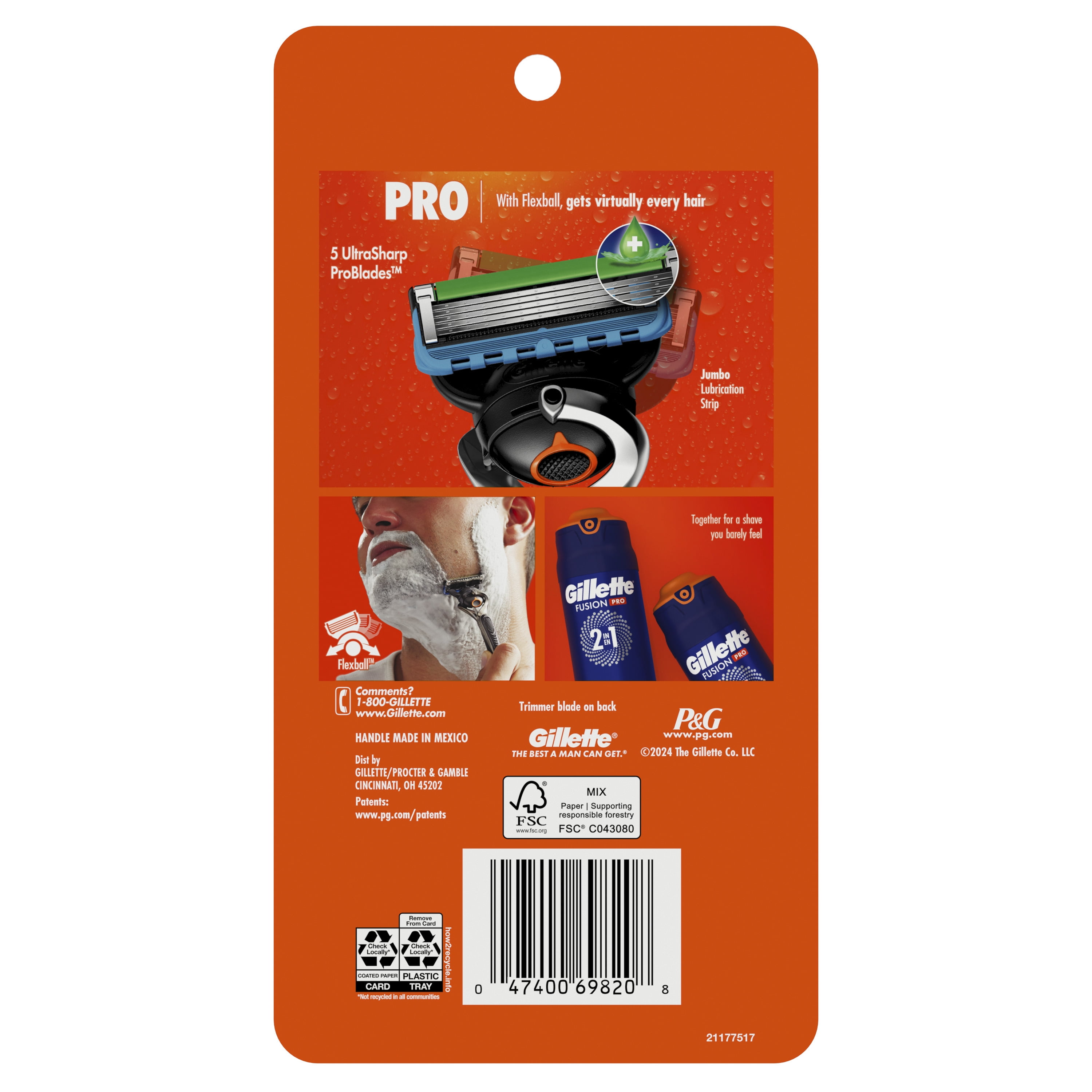 Gillette Fusion5 ProGlide Shaving Razor for Men, 1 Handle, 6 Blade Refills