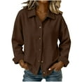 thumbnail image 5 of Lenpel Button down Shirts for Women Trendy Long Sleeve Collared Corduroy Tops Dressy Casual Blouses Loose Fashion Jackets(Brown,X-Large), 5 of 7