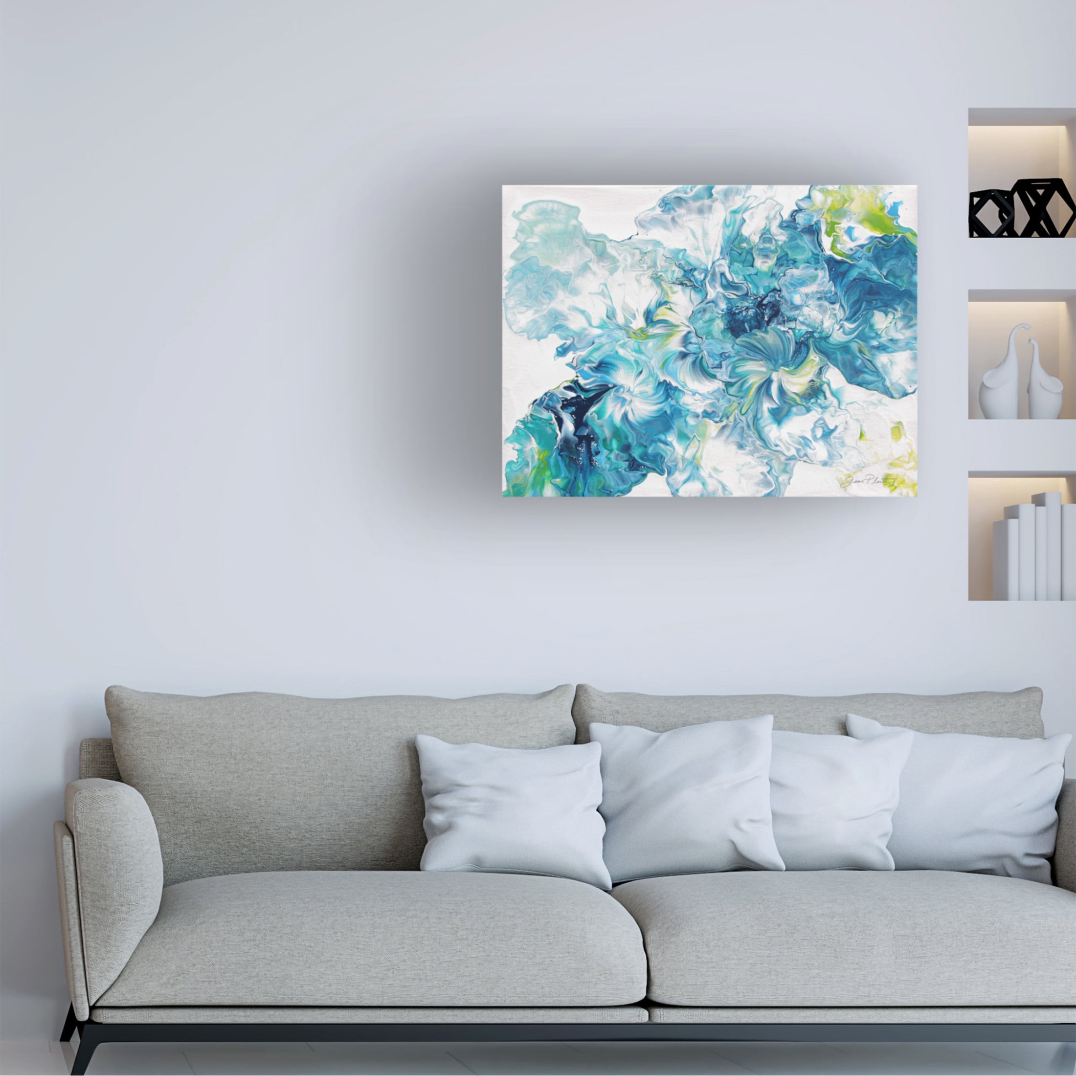 Canvas Wall Art - Jean Plout 'Abstract Pouring P' Wall Art for Living Room, Bedroom, or Office Décor by Trademark Fine Art - 24 x 18 Inches