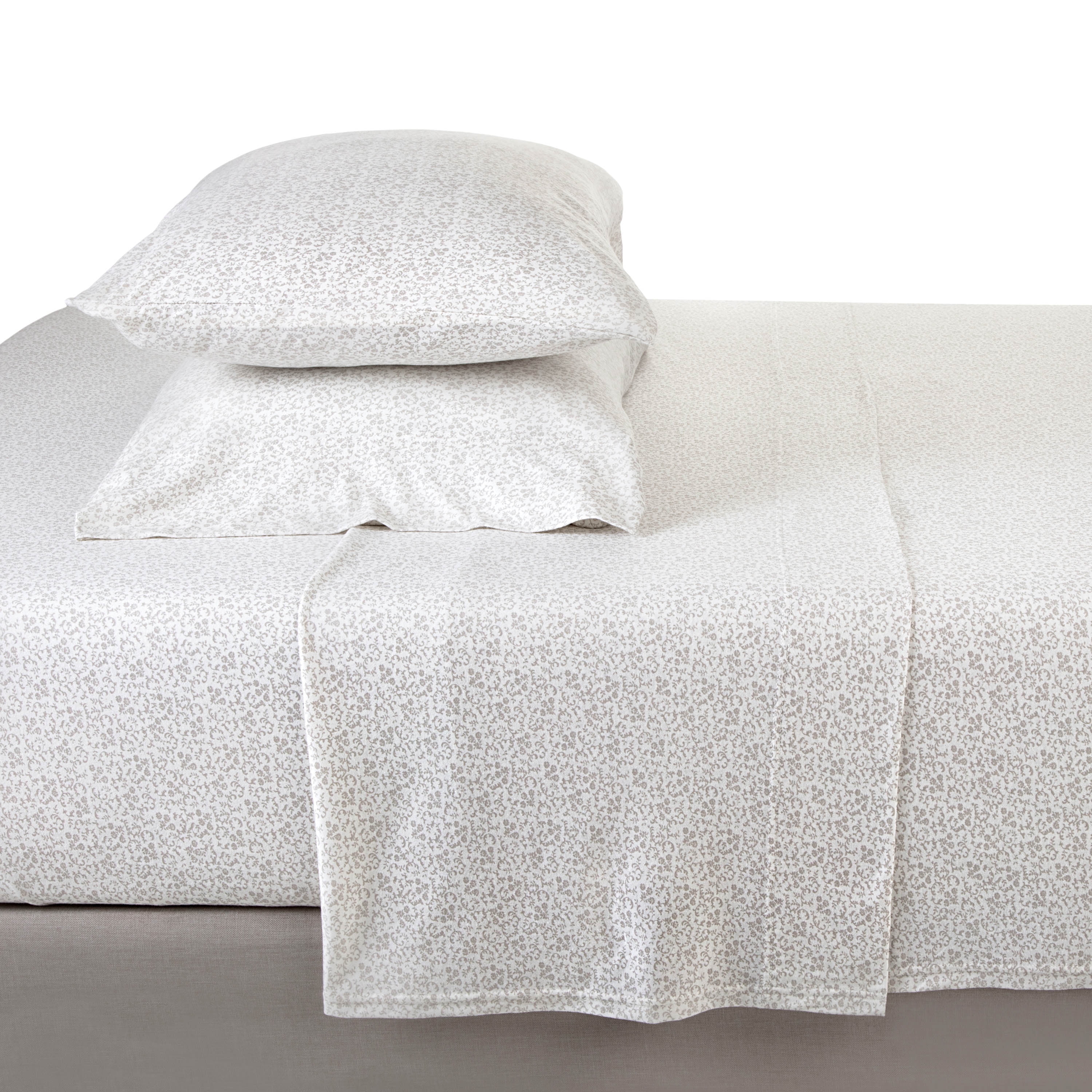 Vellux Lilo Jersey Full Sheet Set, Soft & Easy Care Cotton Blend, Floral Print, Gray