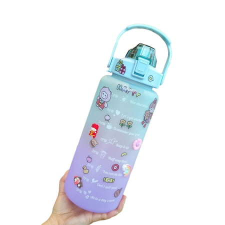 

Sport Outdoor Cup Water Bottle Time Scale Frosted PP PC High Temperature With Stickers 2000ml BPA-Free Drinking Straws