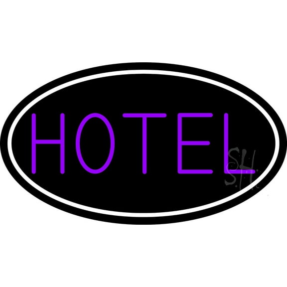 Purple Hotel With White Border LED Neon Sign 13 x 24 - inches, Black Square Cut Acrylic Backing, with Dimmer - Bright and Premium built indoor LED Neon Sign for Defence Force.
