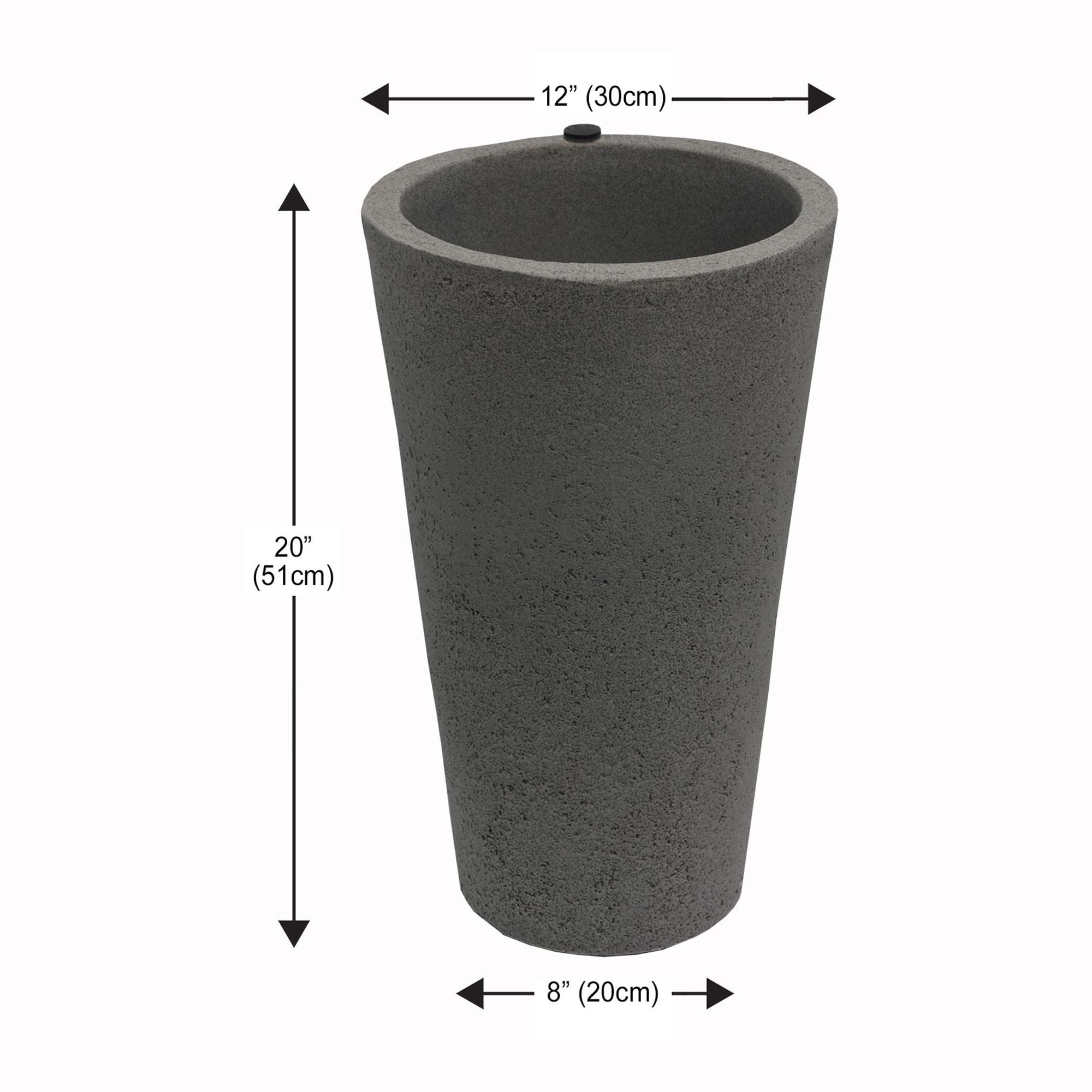 Algreen Crete 20" Self-Watering Planter, Tall, Warm Grey, 2 Pack