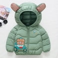 thumbnail image 3 of Boys Puffer Jacket Cute Print Full-Zip Long Sleeve Warm Bear Hooded Outdoor Coats Kids Warm Boy Winter Coat 7-8 Years, 3 of 5
