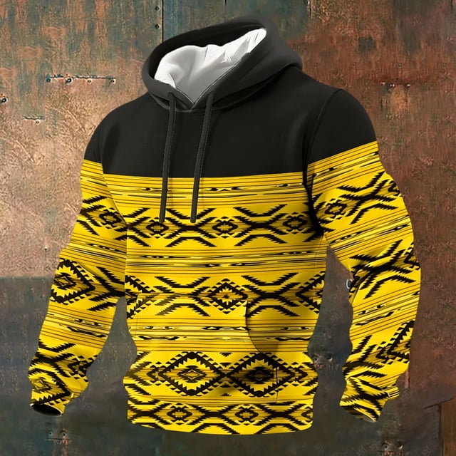 Sweat à Capuche pour Hommes avec Poches pour Style Occidental Aztèque Décontracté Manches Longues Coupe Décontractée
