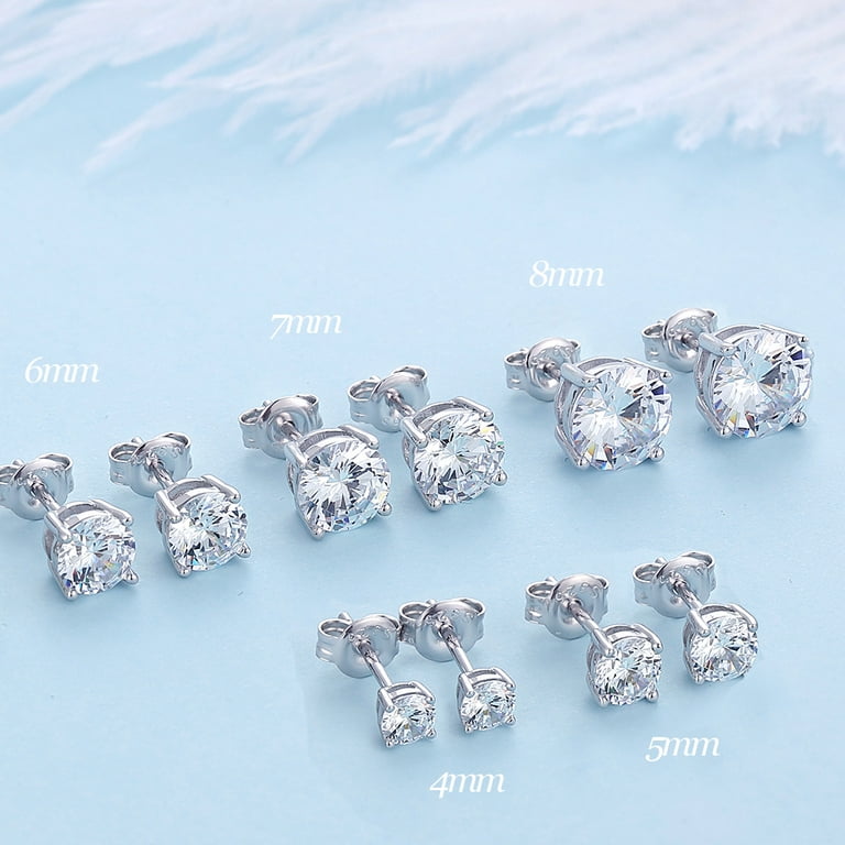 Men Earrings Silver Diamond Earrings for Men Women Stud Earrings Sterling  Silver Earrings Hypoallergenic Earrings Studs White Gold Cubic Zirconia  Stud