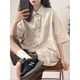 thumbnail image 5 of Camisas de retazos para mujer, de verano, transpirables, informales, sencillas, americanas, retro, de temperamento juvenil, estilo hipster, estilo avanzado, para chico de ciudad., 5 of 6