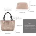 thumbnail image 3 of Woven Tote Bags for Women Hollow out Handmad Woven Leather Shoulder Bag Top-handle Purse Shopper Bag Beach Bag, 3 of 6