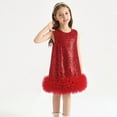 thumbnail image 2 of lsirc Toddler Girls Sequin Dress A-Line Sparkly Sleeveless Wedding Gown Party Dresses for Girls, Red, 8-9 Years, 2 of 6