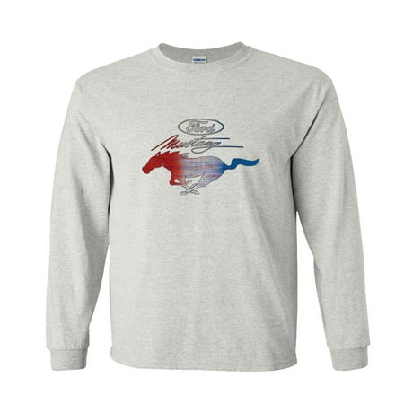 Mustang White Shirt - Ford Mustang Red White Blue Long Sleeve T-Shirt