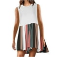 thumbnail image 1 of RKSTN Robes d'Été pour Femmes Décontractées Patchwork Sans Manches Col Rond Plissé Robes Amples Grande Taille Couleur Unie Taille Élastique Robes Midi, 1 of 4