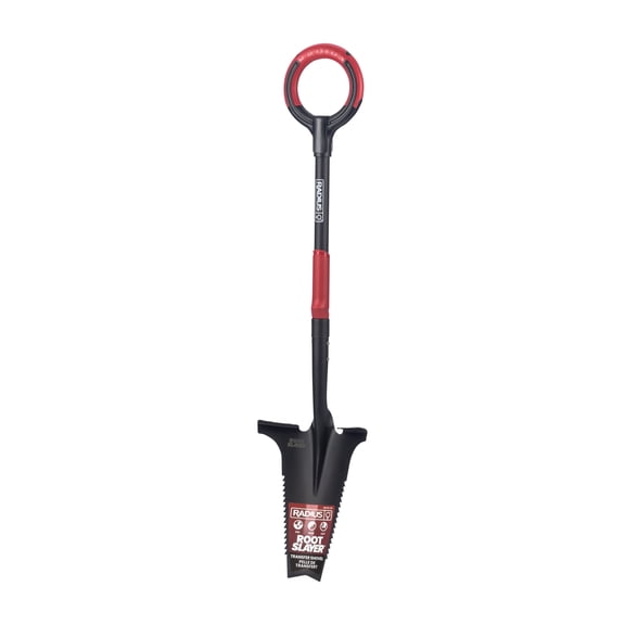 Root Slayer Root Slayer Shovel RS220-001 - Heavy Duty Serrated Steel Spade - Black — Residential Use, Standard Application