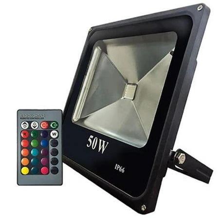 

Dabmar Lighting DF-LED5964-B-SMCC 50 watt LED Surface Mounted Diodes RGB AC Flood Light with Controller Black - 85-265V