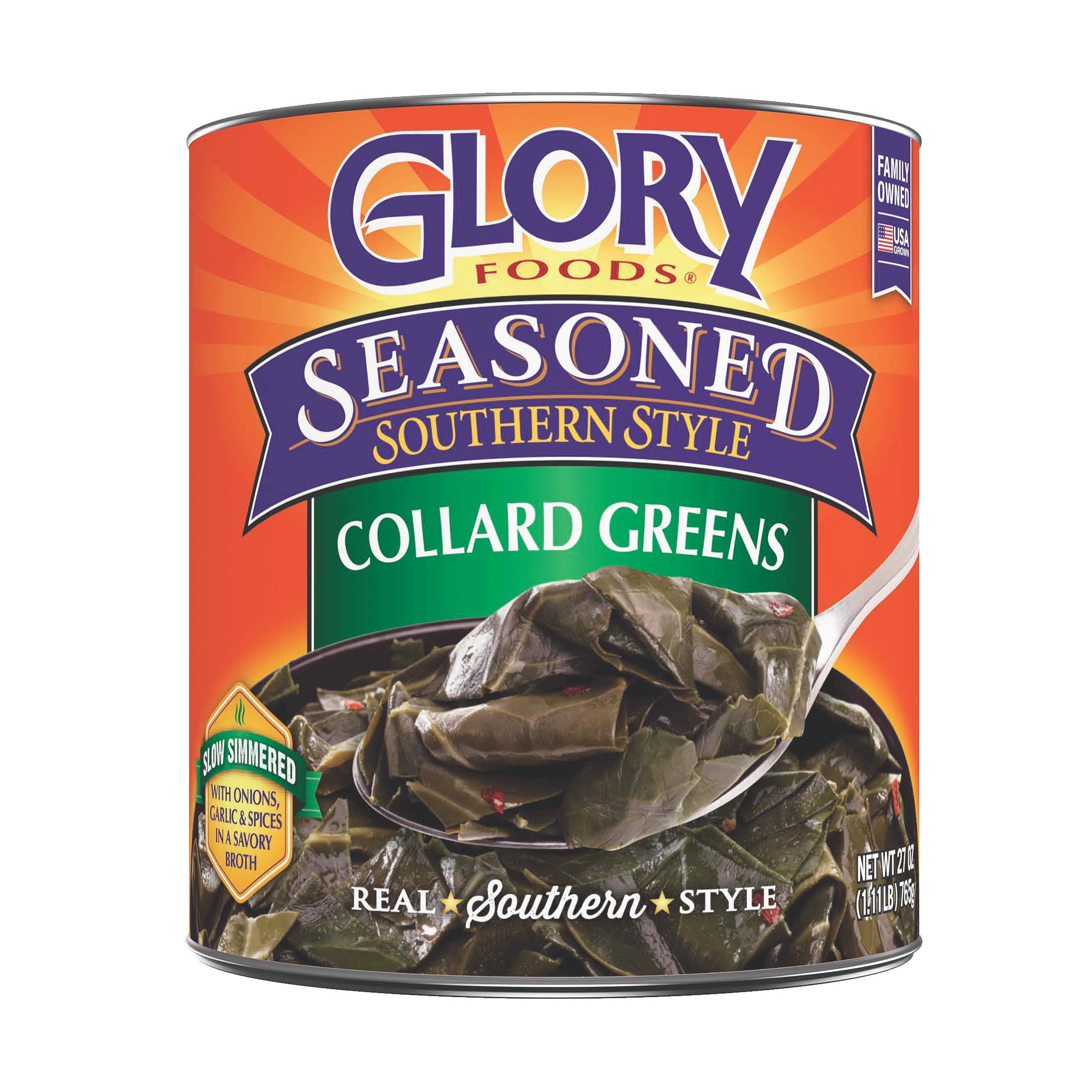 Glory Foods Canned Seasoned Collard Greens, 27 oz Can