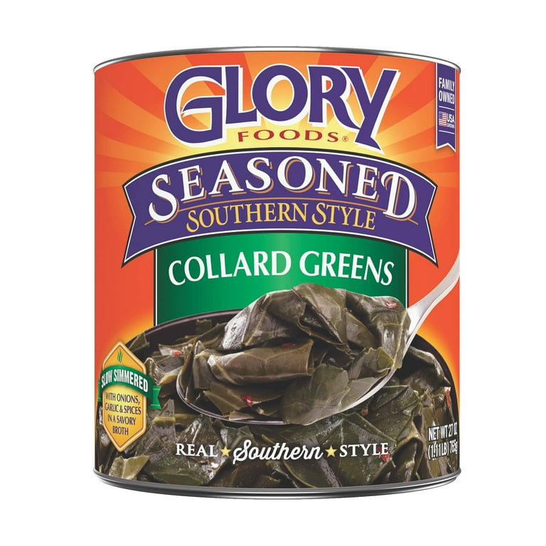 Glory Foods Canned Seasoned Collard Greens, 27 oz Can - Walmart.com