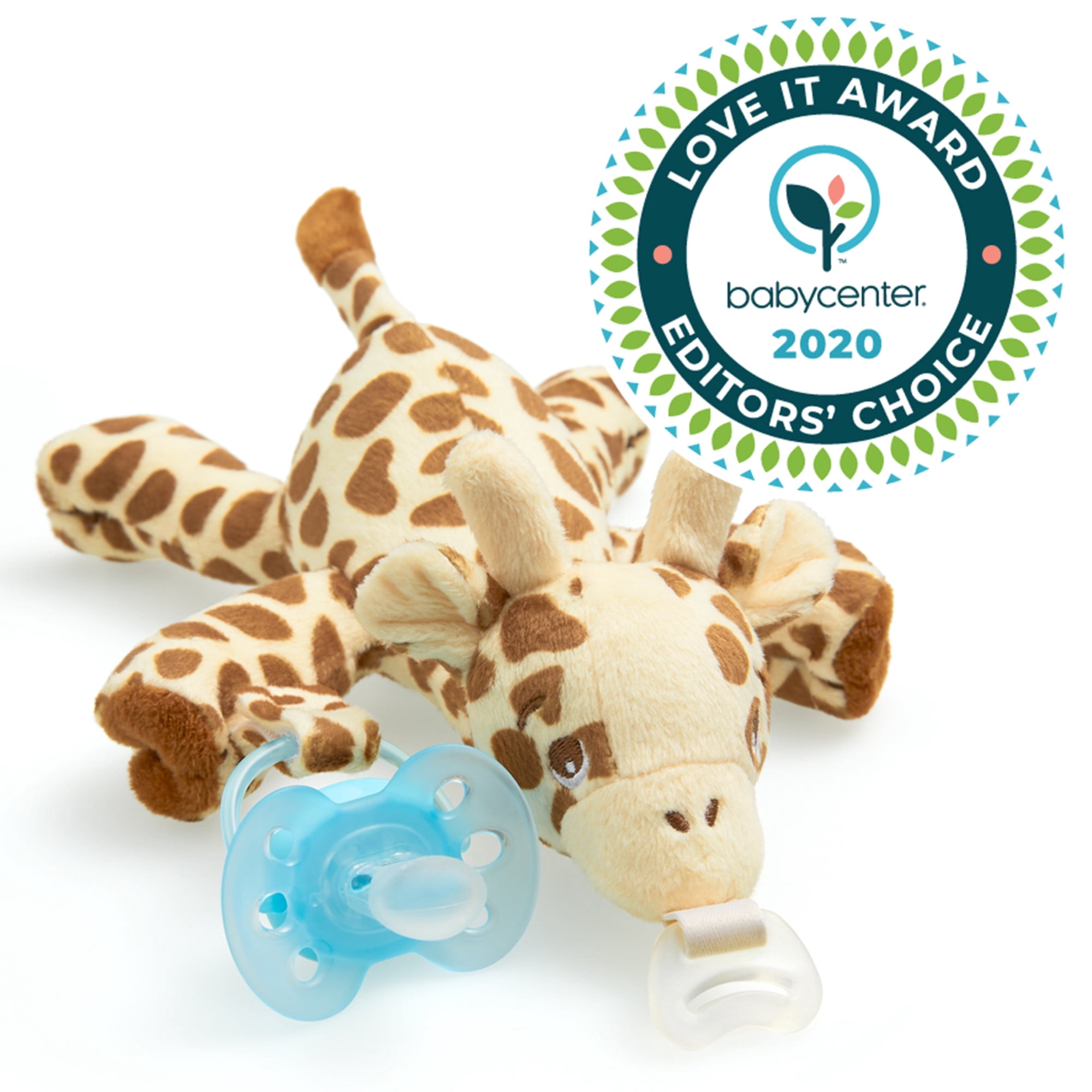 Philips Avent Ultra Soft Snuggle Pacifier Holder with Detachable Pacifier, Giraffe, 0-6M, SCF348/01