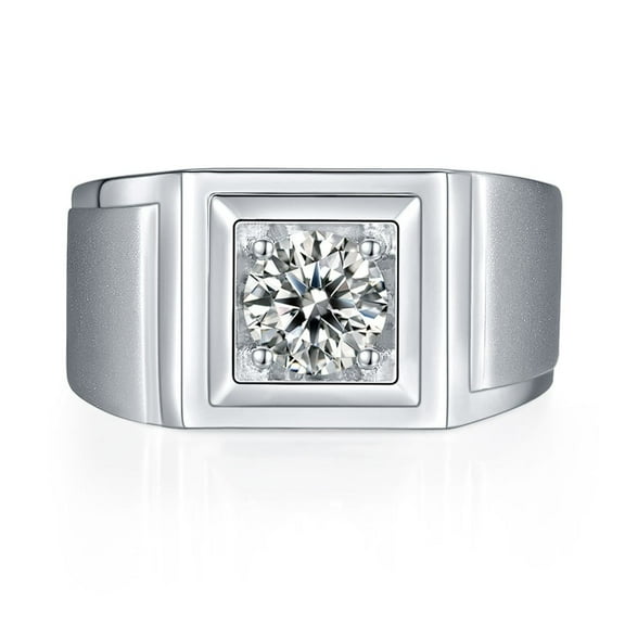 1 Carat Moissanite Ring for Men S925 Sterling Silver Moissanite Men Diamond Rings Moissanite Engagement Rings for Men Lab Grown Diamond Wedding Rings Men's Promise Rings