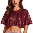 thumbnail image 2 of YTCAMLO Glitter Sequin Womens Cropped Wraps Fashions Short Sleeve Bolero Shrug Flared Shiny Shoulder Cover Up for Wedding, 2 of 5