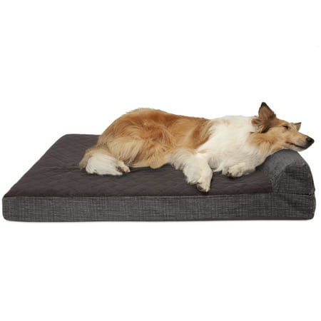 Orthopedic Pet Bed - FurHaven Pet Dog Bed | Cooling Gel Memory Foam Orthopedic Quilted Fleece & Print Suede Lounge Pet Bed for Dogs & Cats, Espresso, Jumbo