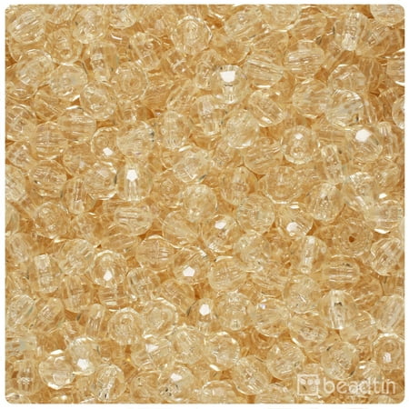6 Mm Round Shape - BeadTin Champagne Transparent 6mm Faceted Round Craft Beads (750pcs)