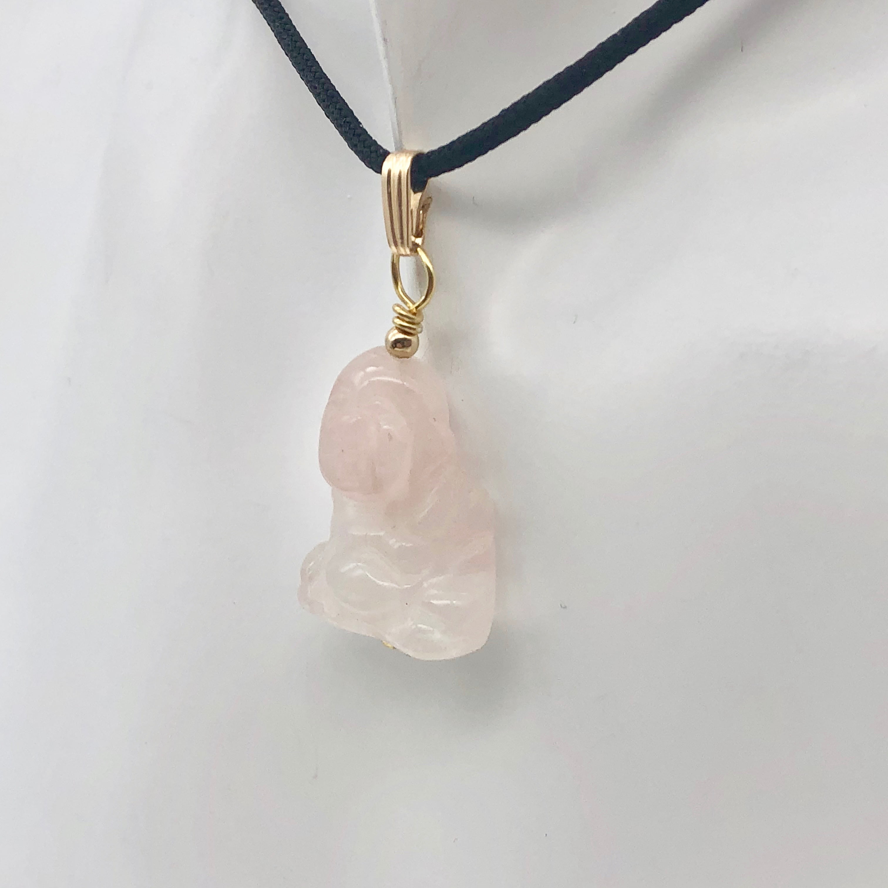 Rose Quartz Buddha Pendant Necklace 