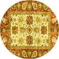 thumbnail image 1 of Ahgly Company Indoor Round Abstract Yellow Modern Area Rugs, 3' Round, 1 of 4