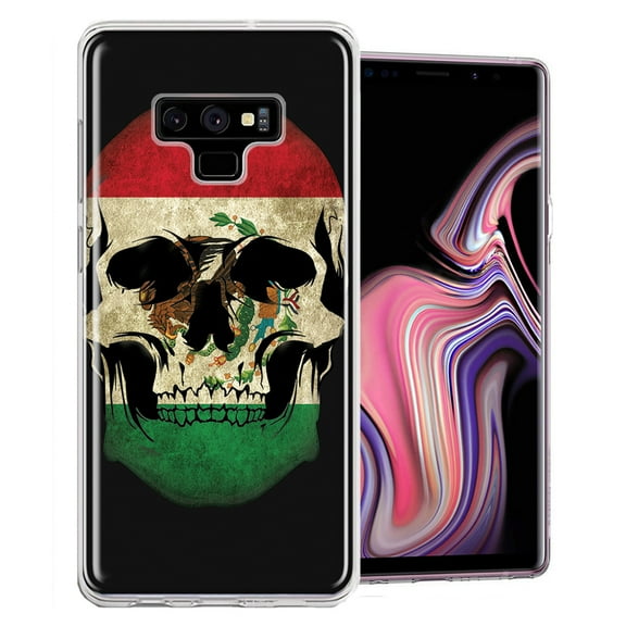MUNDAZE For Samsung Galaxy Note 9 Mexico Flag Skull Design Double Layer Phone Case Cover