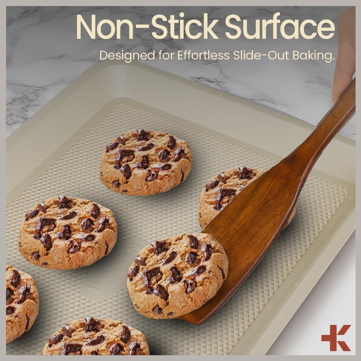 Bakken Diamond Bottom Cookie Sheet Set of 2, Nonstick Carbon Steel Baking Pans, Stackable, Oven Safe 450°F, Small & Medium