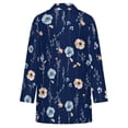 thumbnail image 5 of Women's Plus Size Navy Floral Cardigan, Long Sleeve Open Front Tunic with Pockets, 5 of 8