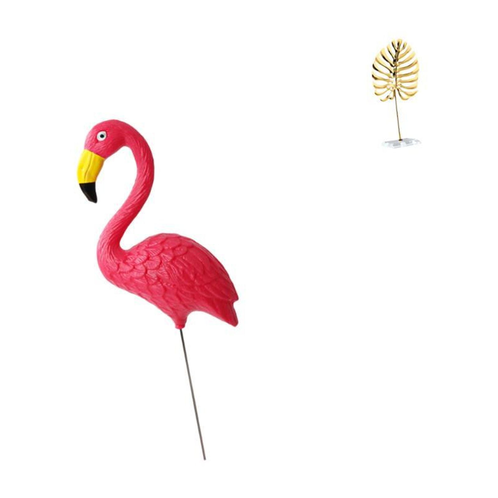 simhoa Flamingo Leaf Garden Sculpture Figurine Ornament for Spring Holiday Yard Art Abstract Metal Statue Home Bookshelf Bar Decoration Fairy Accessories