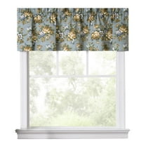 Ellis Bella Rose Stylish Medium Scale Printed Floral Pattern 1.5" Rod Pocket Tailored Valance for Windows 58"x15" Wedge