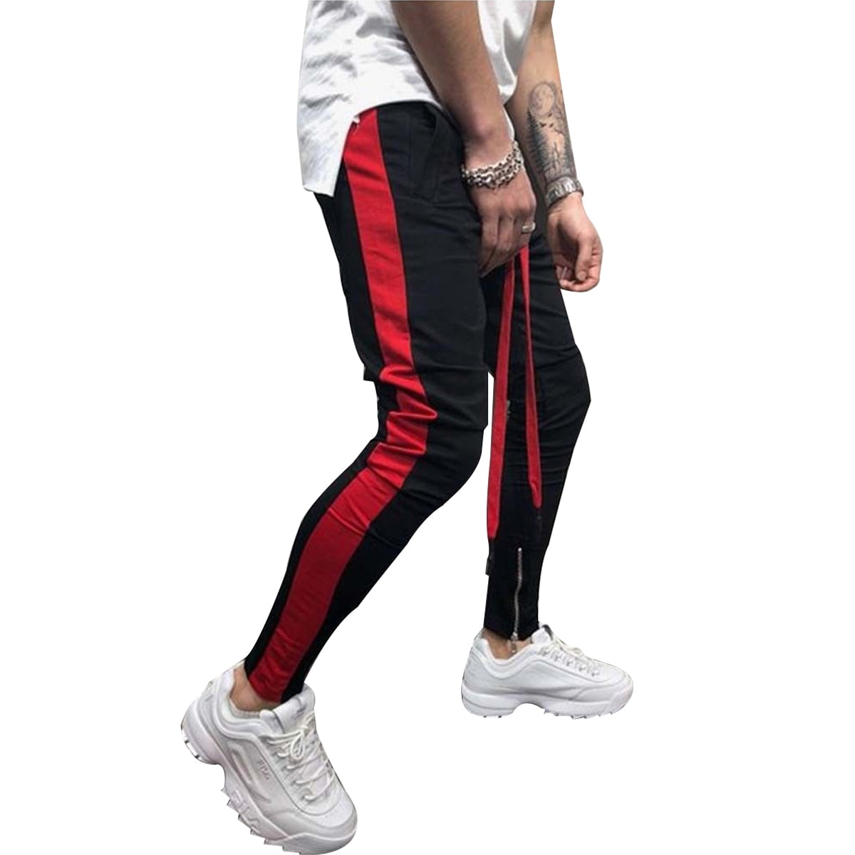 red and black striped pants mens