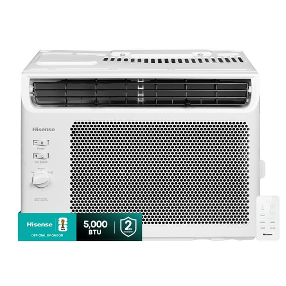 Hisense 5,000 BTU Window Air Conditioner 150 sq ft. Easy Clean, Easy to Install, 4-Way Air Direction, Remote Control, Powerful Cooling with Ultra Quiet Comfort, White (WAW0525CM1W)