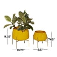 thumbnail image 3 of DecMode Modern Metal Bowl Shape Planter with Yellow Golssy Finish, Set of 2 8", 10"H, 3 of 13