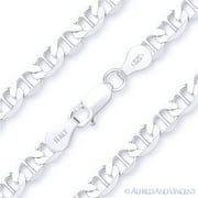 ALFRED & VINCENT 6.3mm Marina / Mariner Link Italian Chain Necklace in Solid .925 Sterling Silver