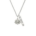 thumbnail image 2 of Delight Jewelry Medium Lotus Flower Silvertone Believe Faith Prayer Hope Bar Charm Necklace, 23", 2 of 4