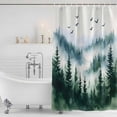 thumbnail image 2 of Ink Green Forest Shower Curtain Set - Extra Long 72" x 96" Washable Bathtub Curtain with 12 Hooks, Watercolor Modern Mountain Waterproof Fabric Stall Shower Curtains for Bathroom/Bathtub Décor, 2 of 6