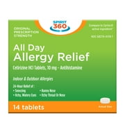 Spirit 360 All Day Allergy Relief, Indoor/Outdoor, 10mg Cetirizine Hcl, 14 Tablets
