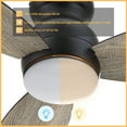 thumbnail image 3 of Smaair 44"  Flush Mount Ceiling Fan with Remote and Dimmable LED Light 3 Blades for Indoor Home, 3 of 7