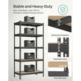 thumbnail image 5 of 2-Pack Heavy Duty 5-Tier Storage Shelves, 2310 lb Capacity, Boltless Adjustable Metal Shelving Unit 17.7x35.4x70.9 Inches, Black, 5 of 13